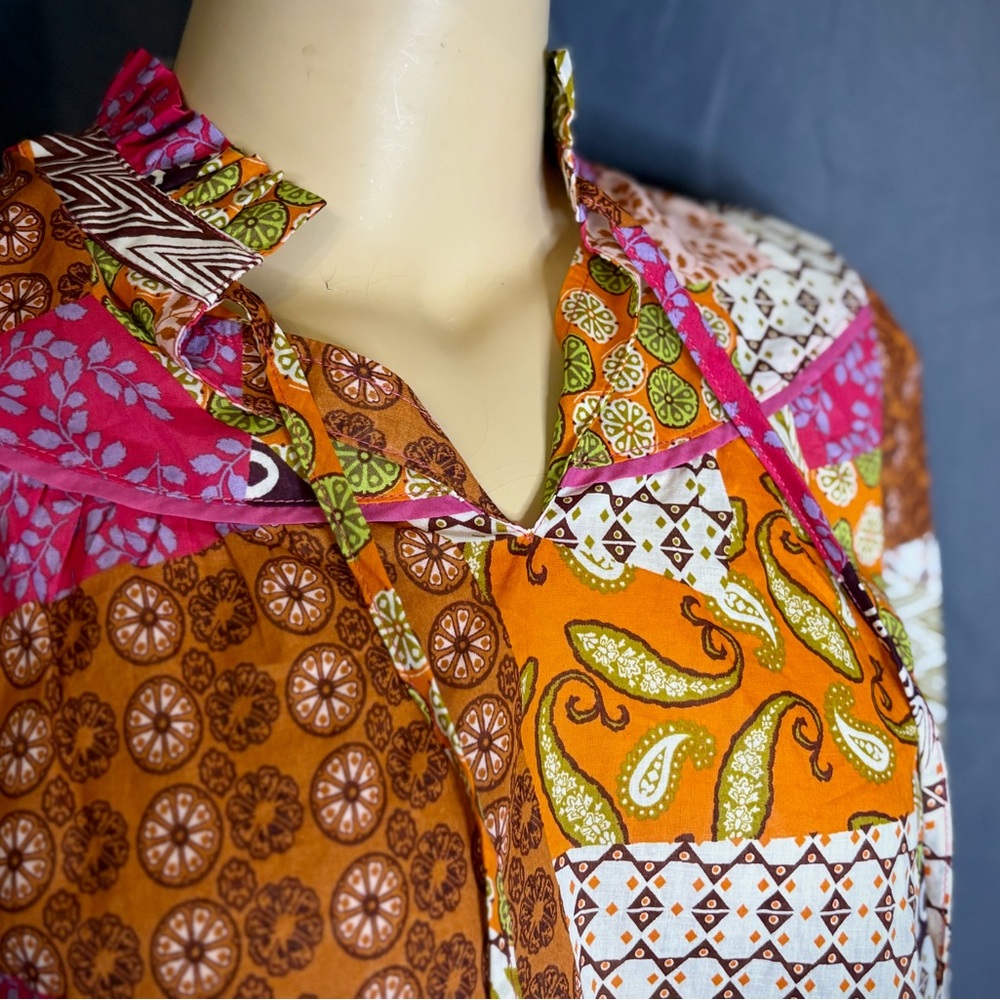 Fate Multicolor Patchwork Blouse NWT - image 3